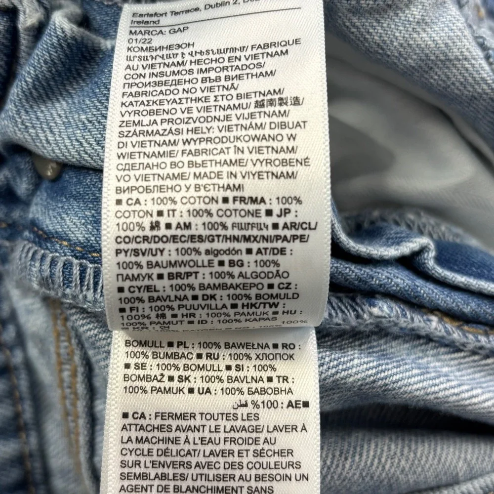 Gap Kids Denim Overalls Shorts Girls XXL Ripped Distressed Light Wash